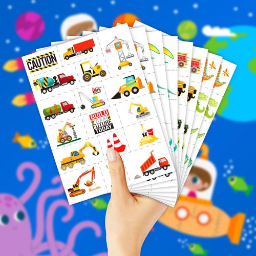 EMOME Temporary Tattoo - Glow + Metallic Glitter Style Tattoos for Kids Party Supplies, Temp Tattoos Sticker for Boys Girls, Birthday Party Favor Decorations Accessories (Boy)