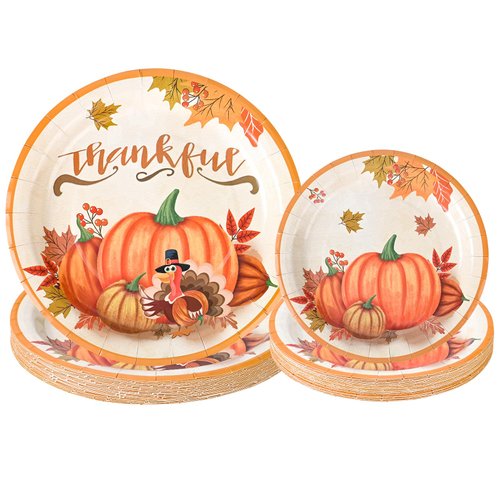 Thanksgiving Fall Pumpkin Paper Plates Fall Party Supplies Watercolor Pumpkin Maple Disposable Plates Autumn Plates for Fall Party Decor Thanksgiving Party Supplies …