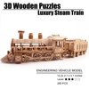 KWASVLYA 3D Wooden Puzzles Train, Wooden Train Puzzles for Adults and Teens, Educational Brain Teaser Assembly Model Trains, Gifts for Christmas/Birthday（Luxury Steam Train）