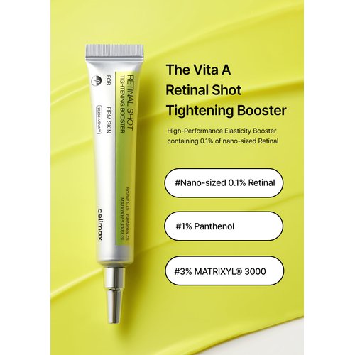 celimax The Vita A Retinal Shot Tightening Booster | with Retinal 0.1%, Matryxyl 3%, Pore Minimizer, Wrinkles & Fine Lines, Firmer Skin, 15ml