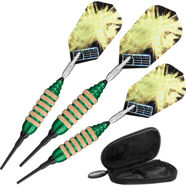 Viper Spinning Bee Soft Tip Darts with Casemaster Storage/Travel Case, Green, 16 Grams