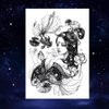 Oottati 6 Sheets Black Japan Warrior Samurai Goldfish Geisha Bird Lotus Prajna Rabbit Temporary Tattoos