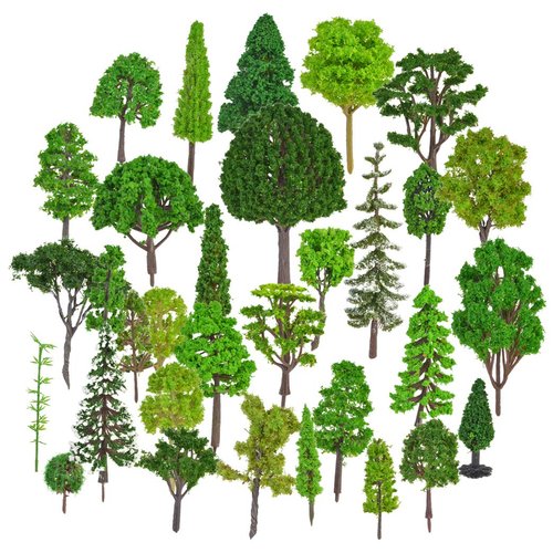 30pcs Model Trees Train Railroad Scenery Architecture Trees, Mixed Model Tree Fake Trees for DIY Crafts Building Model Scenery Landscape Decoration 1.5-7.9 inch(4-20cm)