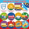 Yiaoyinnz 48PCS Transportation Tableware Decorations Transportation Birthday 7 Inch Paper Plates Car Train Airplane Dessert Plates Traffic Dinnerware for Boys Kids Baby Shower Party Supplies Favors
