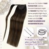 LaaVoo Pony Tails Hair Extensions Real Human Hair Balayage Dark Brown to Light Brown Real Hair Extensions Ponytail 16 Inch Human Hair Ponytail Extensions for Black Women Double Weft 80 Gram