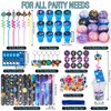 LiYiQ 161 Pcs Space Party Favors with Cup Straws Stress Ball Space Pins Slap Bracelets Keychains Stamps Stickers Twist Ties and Gift Card for Kids Space Birthday Party Supplies (style 1)