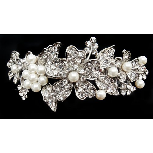 Beautyxyz beautiful elegant wedding bridal barrette pearl and crystal hair clip for party