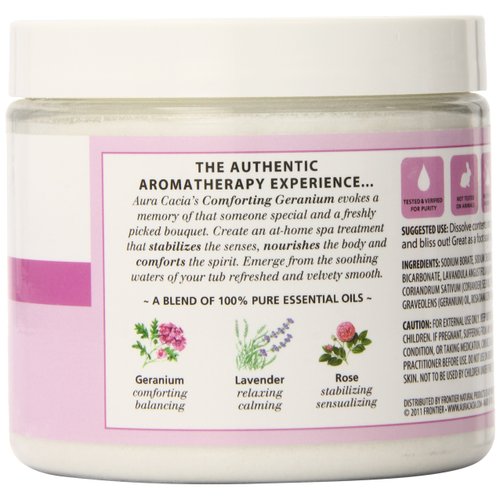 Aura Cacia Aromatherapy Mineral Bath, Comforting Geranium, 16 ounce jar