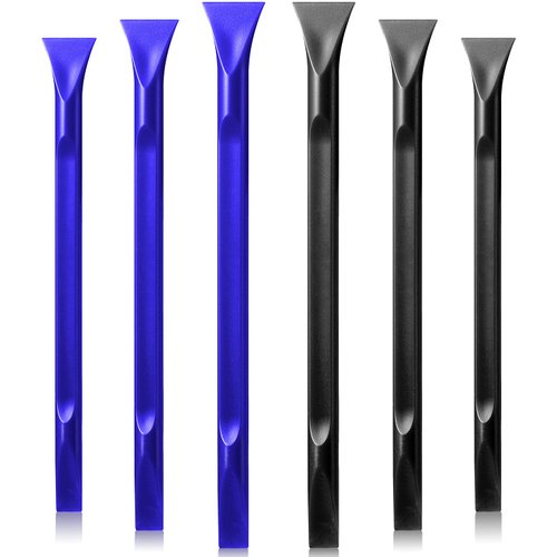 6 Pieces Non-scratch Plastic Scraper Tool Carbon Fiber Plastic Scraper Multi-purpose Cleaning Scraper Tool for Cleaning Small and Narrow Spaces, Glass, Label, Stickers, Paint, Food, Etc.(Blue, Black)