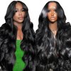 Lace Front Wigs Human Hair Pre Plucked 13x4 Body Wave Wigs For Black Women Human Hair Glueless Natural Wavy HD Transparent Frontal Wigs Human Hair With Baby Hair bleached knots 150% Densiy (24 Inch)