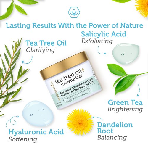 Era Organics Tea Tree Cream Face Moisturizer for Oily Skin - Advanced 7X Balancing Oily Skin Moisturizer - Non-Greasy Moisturizer - Tea Tree Oil for Skin