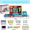 VOPOGLNE Cash Register Playset Toy for Kids, Real Calculator Register, Pretend Play Store with Music, Scanner, Play Money, Food, Microphone, Preschool Learning Toy Playset Gift (Blue Red)