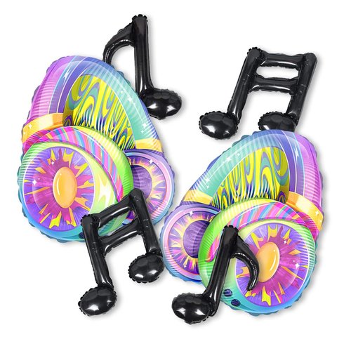 CYMYLAR 6 Pcs Music Themed Party Decor Headset Music Note Black Foil Balloons Music Party Supplies for 80s 90s Hip Hop Disco Fever Concert Band Bar Stage Music Birthday Party DJ Short Video Party