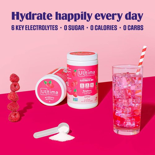 Ultima Replenisher Daily Electrolyte Drink Mix – Raspberry, 90 Servings – Hydration Powder with 6 Key Electrolytes & Trace Minerals – Keto Friendly, Vegan, Non-GMO & Sugar-Free Electrolyte Powder