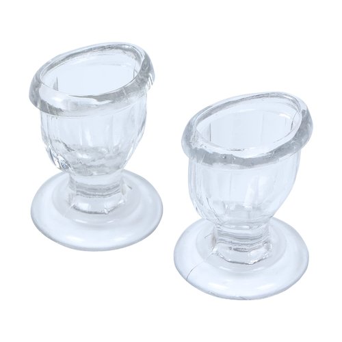WHOLELIFEOBJECTS Glass Eye Wash Cup with Engineering Design to Fit Eyes for Effective Eye Cleansing - Eye Shaped Rim, Snug Fit Set of 2 (Transparent)