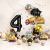 Construction 4th Birthday Party Decorations, 9pcs Construction Birthday Number Foil Balloon for Construction Trucks 4th Birthday Construction Theme Party Supplies (4th)