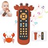 Baby TV Remote Control Toy with Soft Silicone Teether Cute Crab Cover, Musical Realistic Play Remote Toy with Light and Sound, 3 Language Educational Learning Toy for 6M+ Boy and Girls