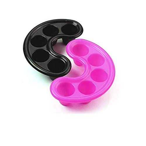 LASSUM 2 Pieces Nail Art Tips Hand Soak Bowl Tray Manicure Soaking Remover Tool, Black &amp; Pink