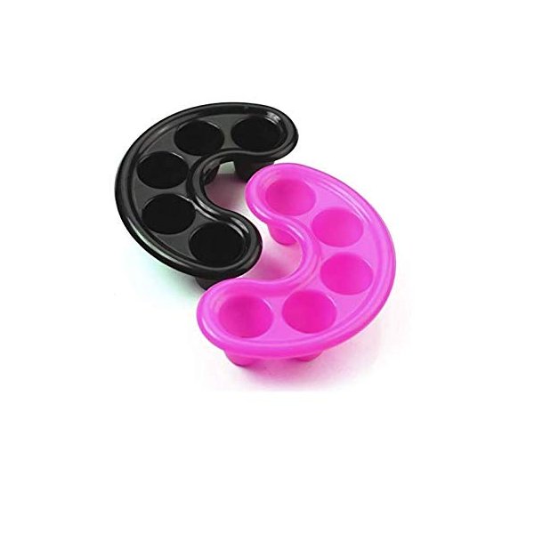 LASSUM 2 Pieces Nail Art Tips Hand Soak Bowl Tray Manicure Soaking Remover Tool, Black & Pink
