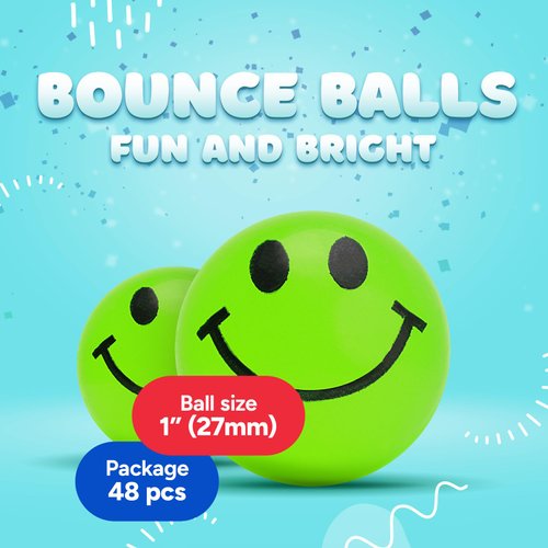 Bouncy Balls for Kids - 1" Glow in The Dark Smile Face Bouncy Balls - 48 pcs Bulk Rubber Balls - Vending Machine Toys - Party Favors Goody Bag Stuffers Classroom Prizes