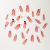 Hkanlre Nude Press on Nails Long Cherry Fake Nails Tips Full Cover False Square French Nails for Women and Girls 24PCS