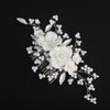 Rumtock White Flower Silver Hair Comb Rice Beads Branch Headpiece Wedding Bridal Hair Accessories Handmade Jewelry for Women