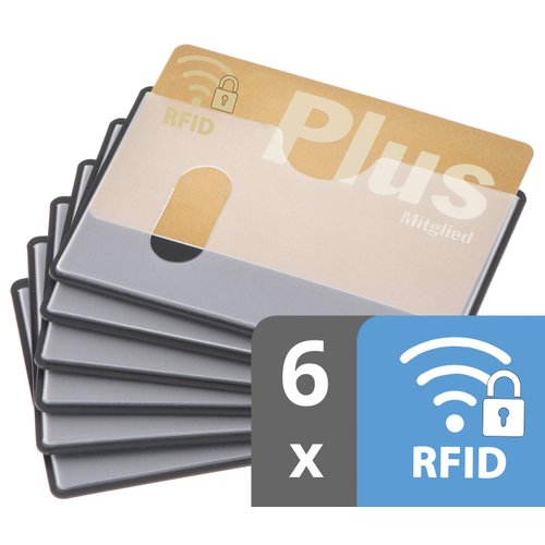 valonic set of 6 RFID blocking sleeves - insertion from the top, Credit Card Protector sleeve for wallet - Protection block for Debit Card and Metro Card