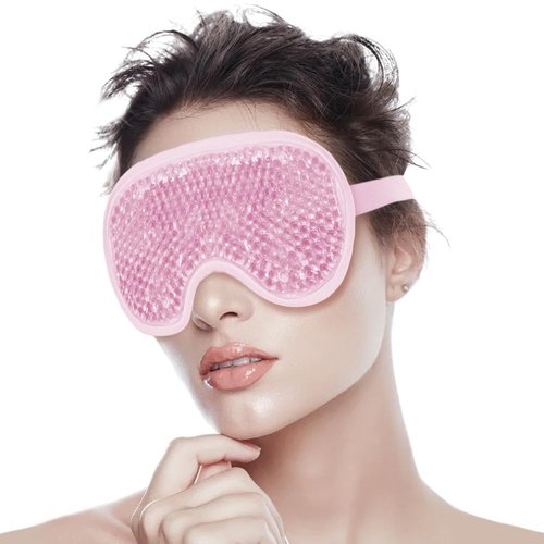 CONBELLA Adorable cooling Eye Mask Gel Eye Mask, Reusable Hot Cold Therapy cold eye mask for Post Surgery, Puffiness, Dark Circles, Eye Bags, Dry Eyes, Migraines with Soft Plush Backing