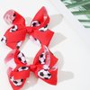 Jeffan 2 Pieces Soccer Hair Clips, 4inch Sports Hair Bow, Grosgrain Ribbon Bow Hair Accessories for Girl Player School Team Football Birthday Party (Red, 2 Count)