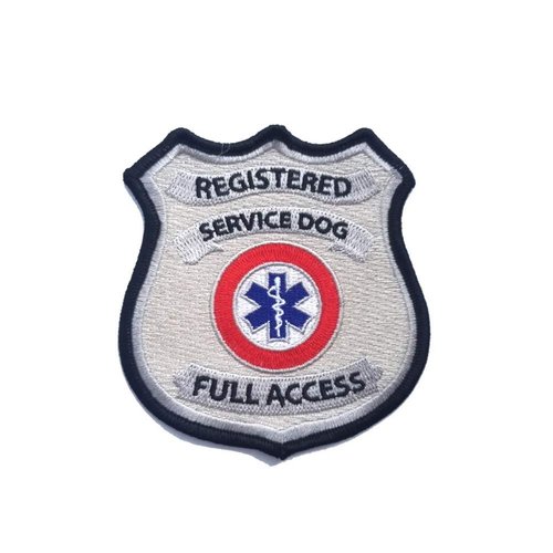 "Registered Service Dog" Sew On Patch - Includes Five Service Dog Law Handout Cards – for Service Dog Vest or Harness