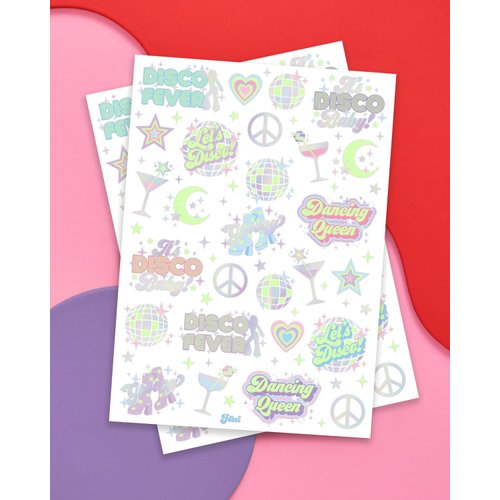 xo, Fetti Disco Glow in Dark + Foil Temporary Tattoos - 82 pc | Groovy Birthday Party Supplies, Boogie Bachelorette Party Favors, Dancing Queen Decorations, Arts and Crafts