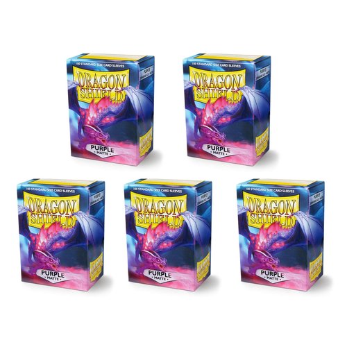 5 Packs Dragon Shield Matte Purple Standard Size 100 ct Card Sleeves Value Bundle!