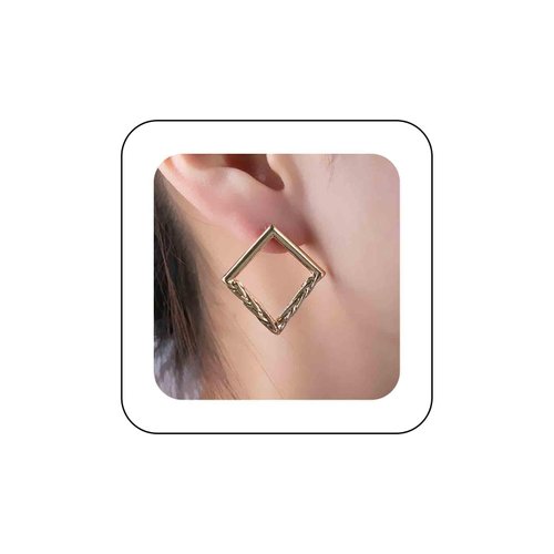 Sttiafay Vintage Hammered Square Drop Earrings Gold Hollow Square Earrings Metal Square Stud Earrings Minimalist Geometric Square Earrings Jewelry for Women