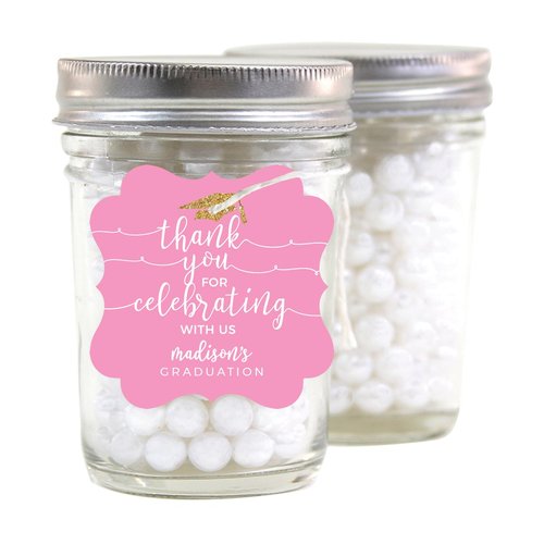 Andaz Press Pink and Gold Glittering Graduation Personalized Fancy Frame Gift Tags, Thank You for Celebrating with US, 24-Pack Graduation Thank You Tags for Guest Graduation Tags Class of 2024