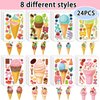 24 Sheets 8.3''×5.9'' Make Your Own Ice Cream Stickers for Toddlers Kids Party Favors, Make a Face Stickers for Kids Activities Supplies Crafts