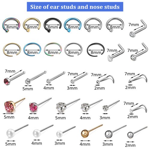 Honoson 158 Pieces Ear Piercing Kit Nose Ear Piercing Disposable Ear Piercing Tool Body Ear Nose Navel Piercing Machine Ear Piercing Machine Piercing Stud Earrings for Women Girls (Blue)