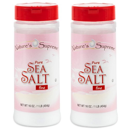 Nature's Supreme Fine Sea Salt 16oz (Pack of 2 )