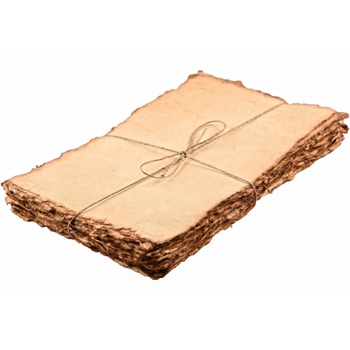 LEATHER VILLAGE Watercolor Paper- 8 X 6 inches, 50 Sheets - Mixed Media Watercolor Paper - 150 GSM Thick Deckle Edge Virgin Cotton Handmade Paper - Vintage Toned