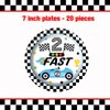80pcs Race Car 2nd Birthday Party Plates, Two Fast Black and White Checkered Flag Plates Napkins Forks Tableware Kit for Baby Boys Racing Car Theme 2nd Birthday Party Supplies Decorations Favors