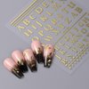 Tyuimhx 6 Sheets Letter Nail Art Stickers Decals A-Z Alphabet Nail Sticker 3D Self-Adhesive Gold and Silver Designs English Letter Nail Decals Supplies for Women Girls DIY Manicure Decorations