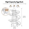 Flexzion Egg Skelter Modern Spiral Egg Holder Countertop (Medium Egg Display) - Freestanding Wired Countertop Egg Holder for Fresh Eggs, Dispenser Stand, Storage Rack for Kitchen, Silver
