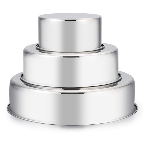 E-far Cake Pan Set of 3 (4 inch/6 inch/8 inch), Stainless Steel Small Round Layer Cake Baking Pans, Perfect for Tier Smash Cake, Non-Toxic & Healthy, Mirror Finish & Dishwasher Safe