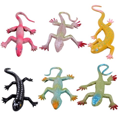 Aiffort 6Pcs Realistic Fake Lizards Artificial Reptile Lizard Model Animal Figures Trick Playthings for Halloween Party April Fool's Day Party Scary Garden Prank Props