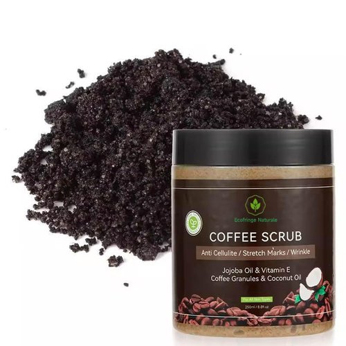 Coffee Scrub with Jojoba Oil, Vitamin E, Coffee Granules, Coconut Oil, 8.8 fl oz, Anti Cellulite, Stretch Marks, Wrinkle