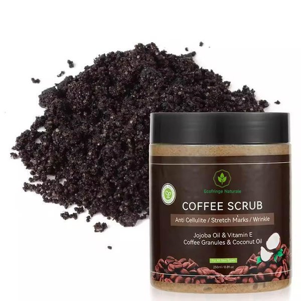 Coffee Scrub with Jojoba Oil, Vitamin E, Coffee Granules, Coconut Oil, 8.8 fl oz, Anti Cellulite, Stretch Marks, Wrinkle