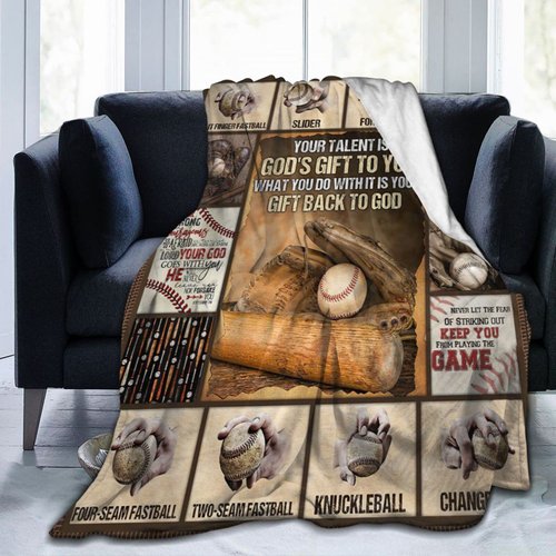 Baseball Blanket Cozy Plush Flannel Fleece Sports Throw Blanket for Boys Girls Kids Ultra Soft Lightweight Fuzzy Blankets Gifts for Bed Couch Sofa 50"x40"