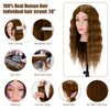 Mannequin Head 26" 100% Real Hair, Doll Head for Hair Styling & braiding with Table Clamp Holder + DIY Hair Styling Set, Mannequin Head for Cosmetology Training Head and Stylist Supplies（Light brown）
