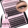 Goddvenus Lash Extension Kit Wispy Lash Clusters Kit Natural C Curl Fluffy Cluster Eyelash Extensions Individual Lashes Kit with Bottom Lash Clusters Waterproof Bond and Seal Tweezers DIY at Home
