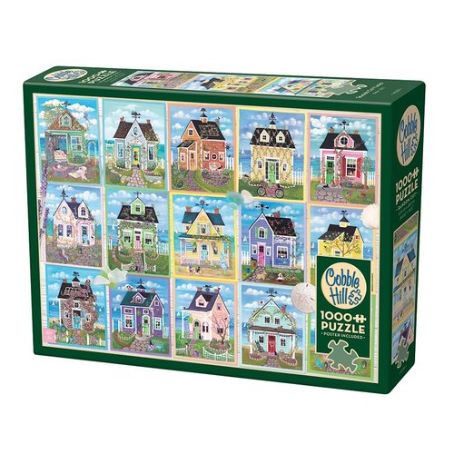 Cobble Hill 1000 Piece Puzzle - Seaside Cottages- Sample Poster Included