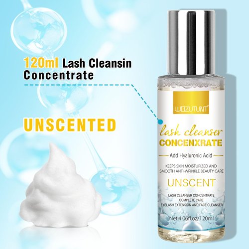 4.06 FL OZ Lash Shampoo Concentrate for Lash Extensions, Lash Cleanser Concentrate Eyelash Extension Cleanser Professional Lash Concentrate for Lash Extension Natural Foaming Cleanser Eyelash Shampoo